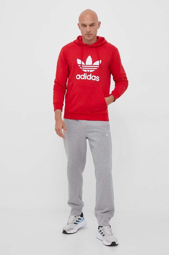adidas Originals pamut melegítőfelső Classics Trefoil Hoodie IM4497 piros AW23