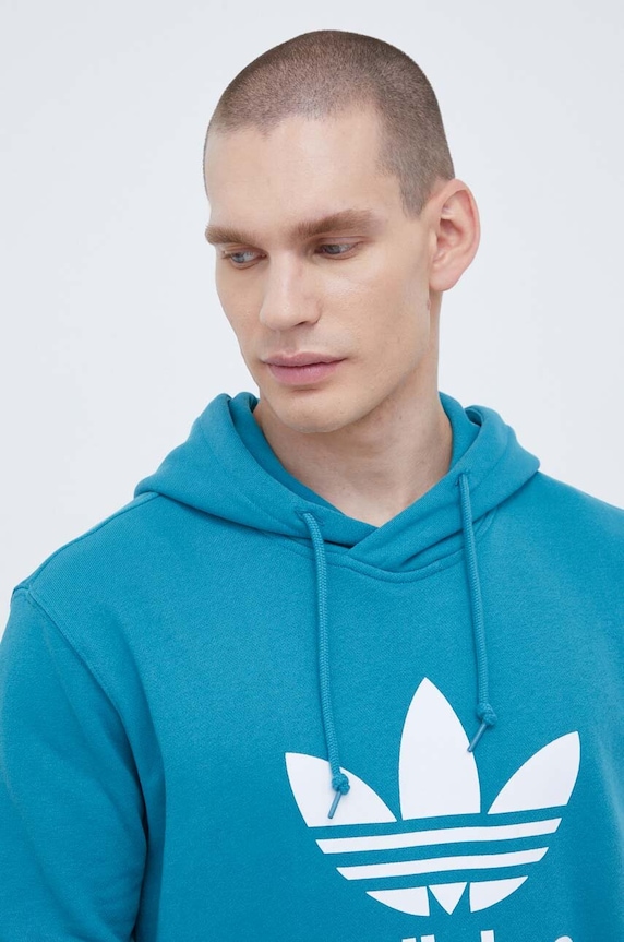 Bavlnená mikina adidas Originals tyrkysová IM4498