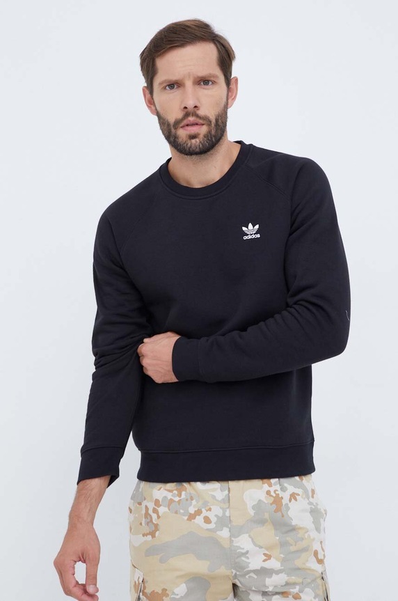 Суичър adidas Originals Trefoil Essentials Crewneck без качулка черен IM4532