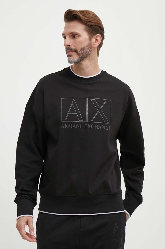 Dukserica Armani Exchange s elastinom crna 6RZMHJ.ZJDJZ