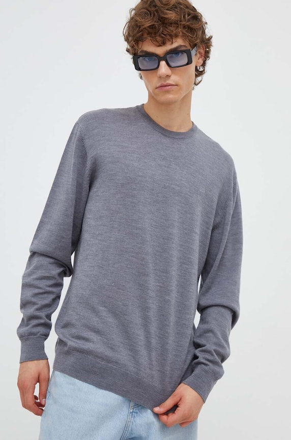 Les Deux sweter wełniany okrągły szary LDM310094
