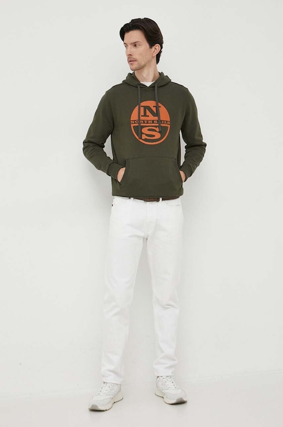 North Sails hanorac de bumbac 691161 verde AW23