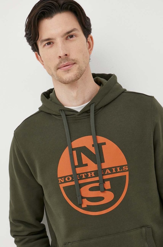 North Sails hanorac de bumbac verde 691161