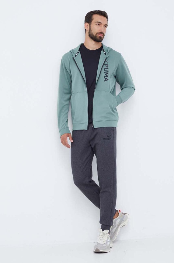 Puma bluza treningowa Fit Double Knit 523885 zielony AW23