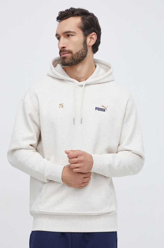Бавовняна кофта Puma з капюшоном бежевий 621740