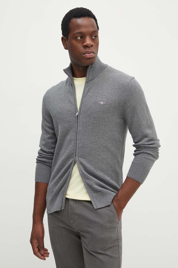 Gant kardigan bawełniany szary 8030164