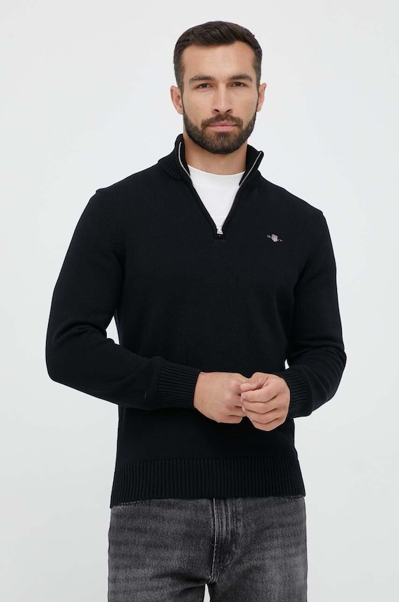 Gant sweter bawełniany bawełna czarny 8030170