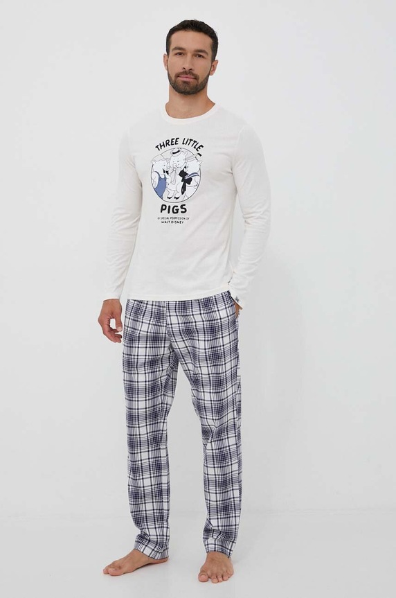 Bavlněný salonek s dlouhým rukávem United Colors of Benetton 3VR54M016.0R2 béžová AW23