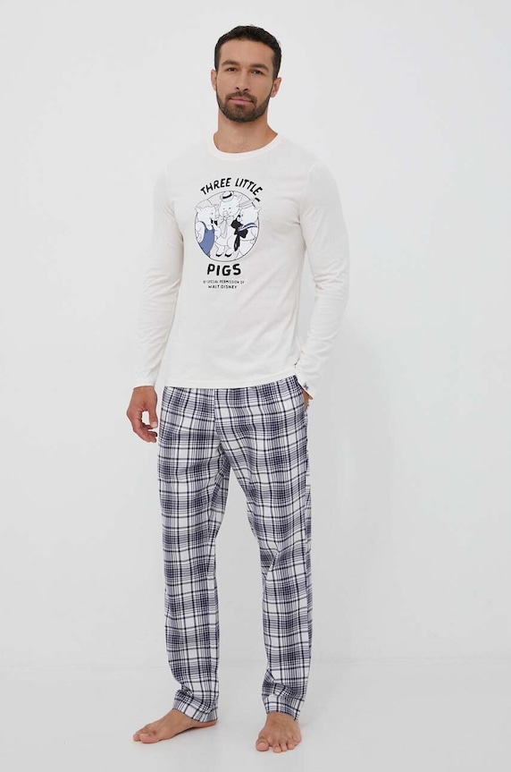 Bavlněný salonek s dlouhým rukávem United Colors of Benetton 3VR54M016.0R2 béžová AW23