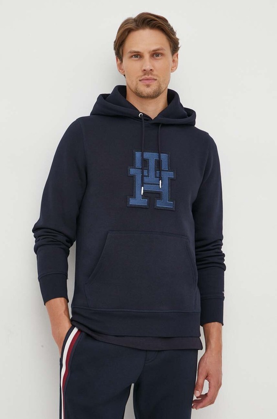 Dukserica Tommy Hilfiger natpis mornarsko plava MW0MW32702
