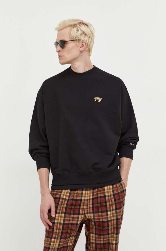 Tommy Jeans felső sima fekete DM0DM17784