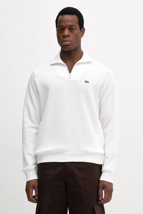 Βαμβακερό πουλόβερ Lacoste απλό λευκό SH1927