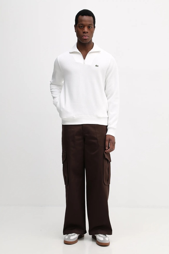 Βαμβακερό πουλόβερ Lacoste SH1927 λευκό SS26