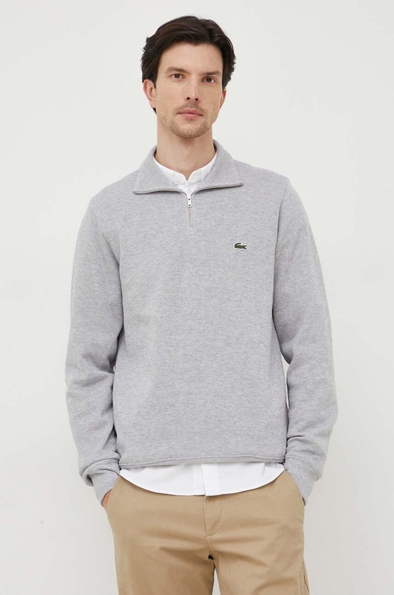 Lacoste sweter bawełniany bawełna szary SH1927
