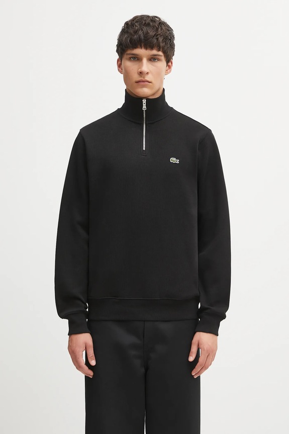 Бавовняний светр Lacoste гладкий чорний SH1927