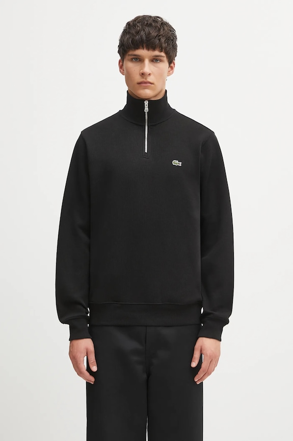 Бавовняний светр Lacoste гладкий чорний SH1927