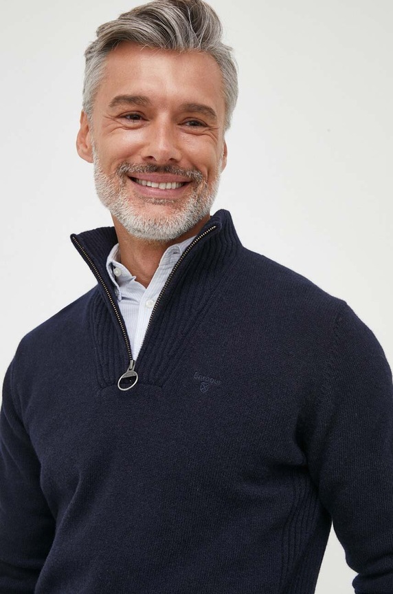 Barbour sweter męski wełniany granatowy MKN0339
