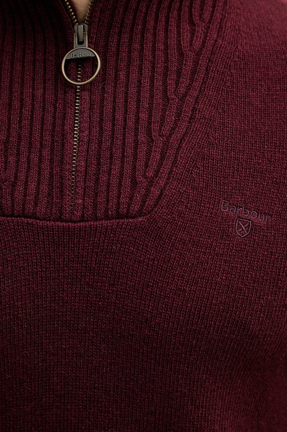 Barbour sweter męski wełniany MKN0339 bordowy