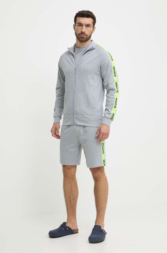 HUGO bluza bawełniana lounge 50496985 szary SS24