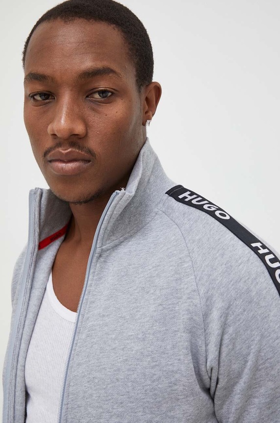 HUGO bluza bawełniana lounge szary 50496985