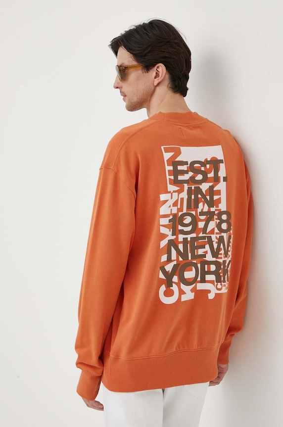 Calvin Klein Jeans pamut melegítőfelső pamut narancssárga J30J324311