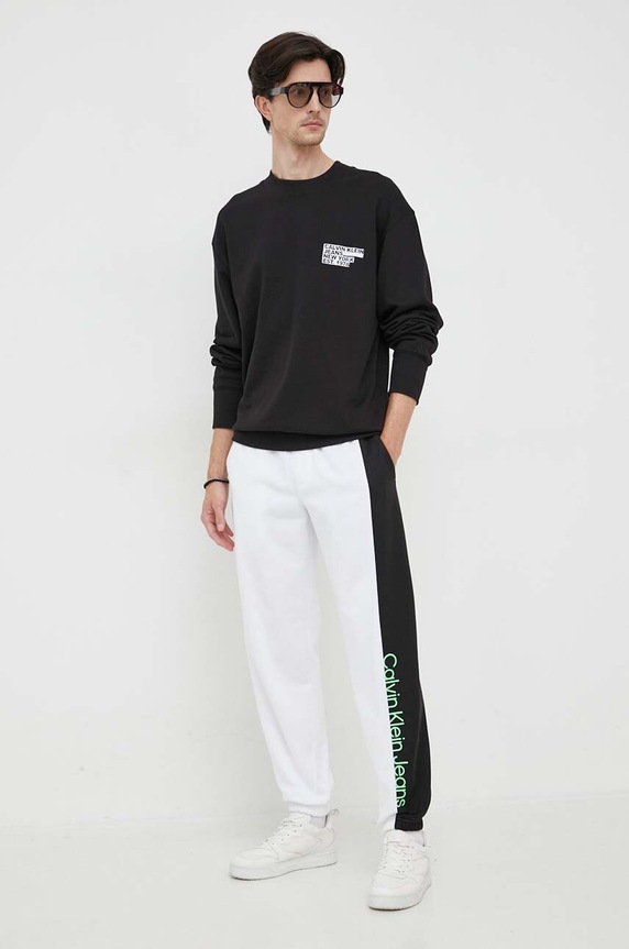 Βαμβακερή μπλούζα Calvin Klein Jeans J30J324311 μαύρο AW23