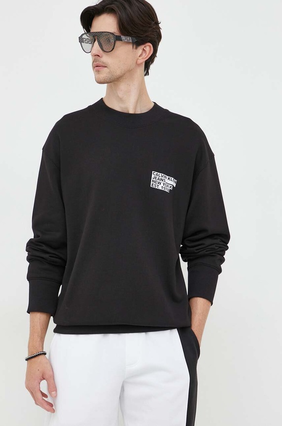 Ρούχα Βαμβακερή μπλούζα Calvin Klein Jeans J30J324311 μαύρο