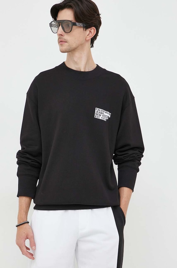 Ρούχα Βαμβακερή μπλούζα Calvin Klein Jeans J30J324311 μαύρο