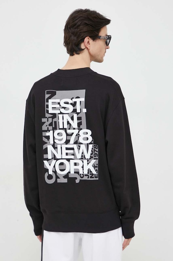 Βαμβακερή μπλούζα Calvin Klein Jeans μαύρο J30J324311