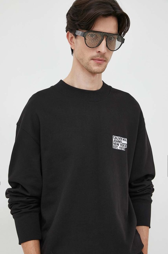 Βαμβακερή μπλούζα Calvin Klein Jeans J30J324311 μαύρο