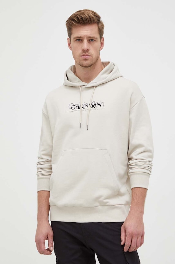 Calvin Klein bluza bawełniana nadruk beżowy K10K111815