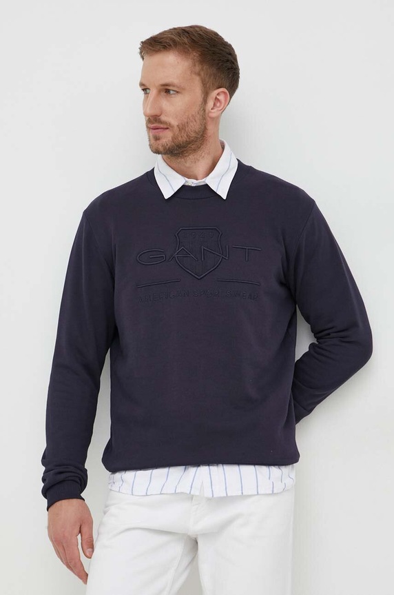 Gant bluza bawełniana aplikacja granatowy 2036017