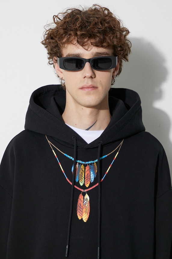 Marcelo Burlon bluza bawełniana Feather Necklace CMBB040C99FLE0021025 czarny
