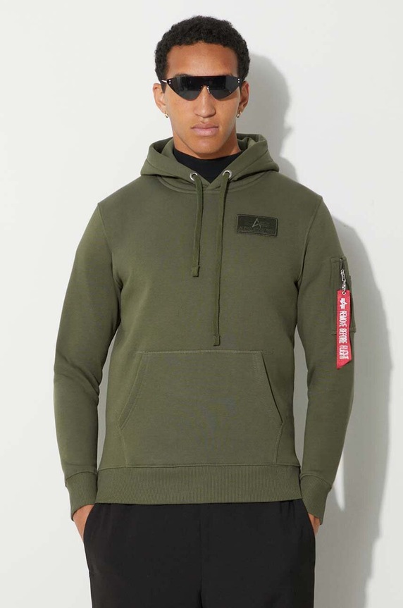 Alpha Industries bluza Red Stripe Hoody z kapturem zielony 178314.257
