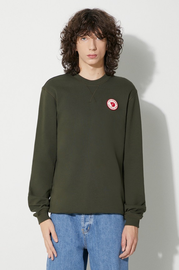 Bavlnená mikina Fjallraven1960 Logo Badge Sweater outdoor zelená F87163.662