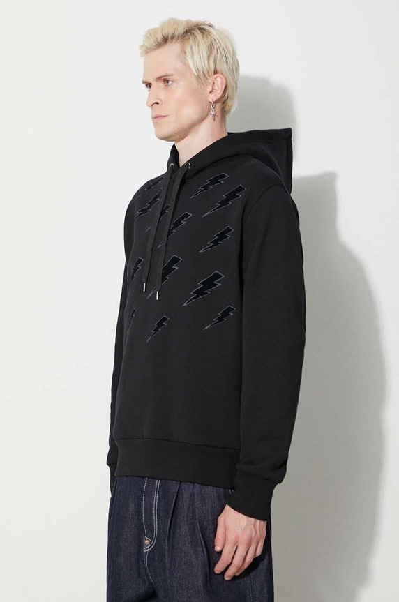 Neil Barett cotton sweatshirt EASY BLOUSON DEGRADE' RAIN BOLTS black PBJS224.V519S.1891