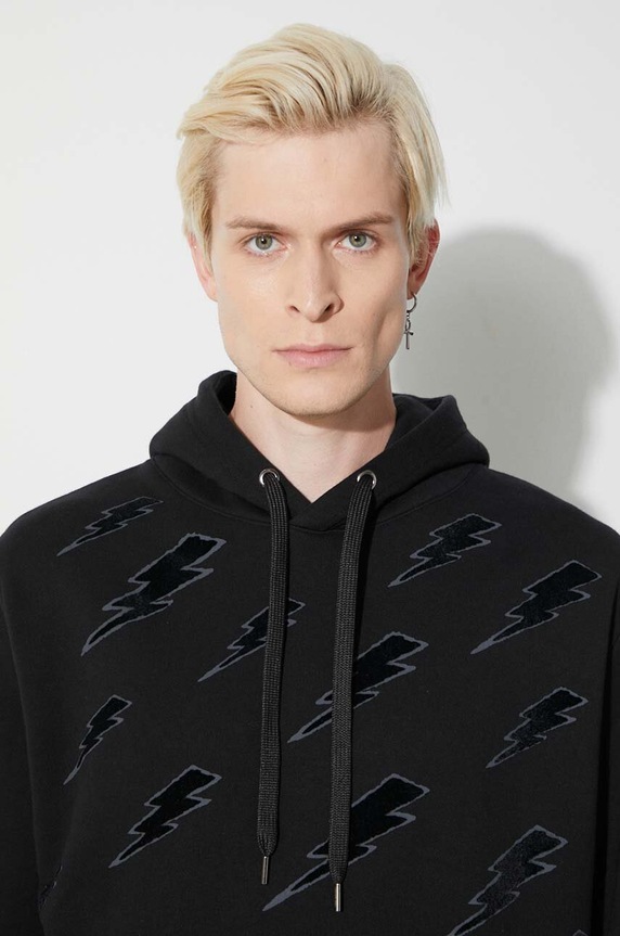 Neil Barett cotton sweatshirt EASY BLOUSON DEGRADE' RAIN BOLTS PBJS224.V519S.1891 black