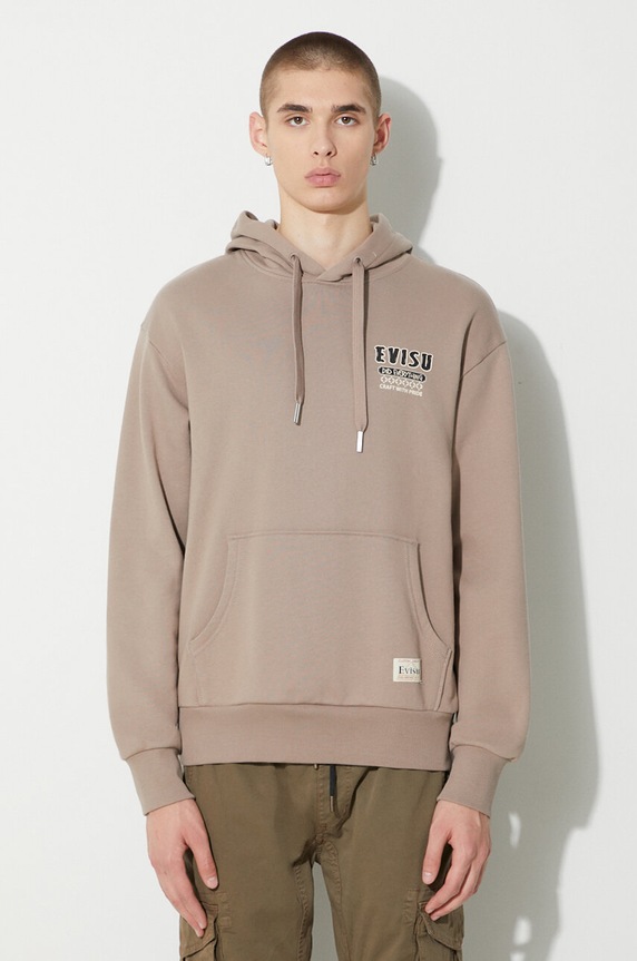 Βαμβακερή μπλούζα Evisu Double Kamon EMB μπεζ 2EAHTM3SW1076RXCT