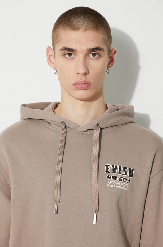 Βαμβακερή μπλούζα Evisu Double Kamon EMB 2EAHTM3SW1076RXCT μπεζ