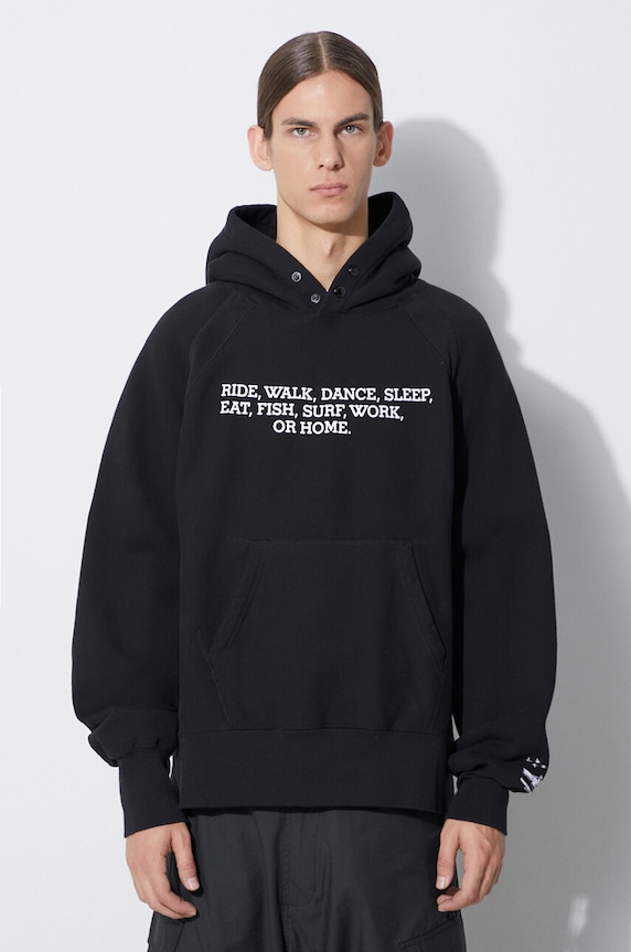 Engineered Garments cotton sweatshirt Raglan Hoodie cotton black 23F1B021.NP098