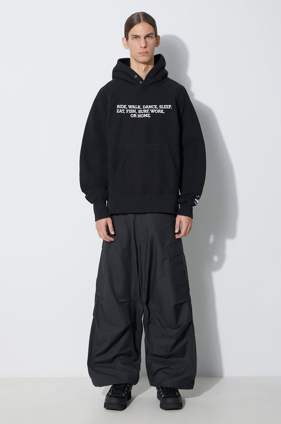 Engineered Garments cotton sweatshirt Raglan Hoodie 23F1B021.NP098 black AW23