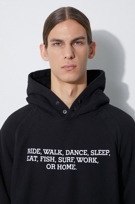 Engineered Garments cotton sweatshirt Raglan Hoodie 23F1B021.NP098 black