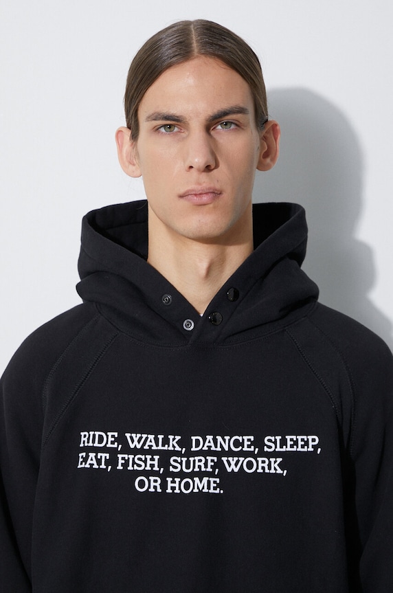 Engineered Garments cotton sweatshirt Raglan Hoodie 23F1B021.NP098 black