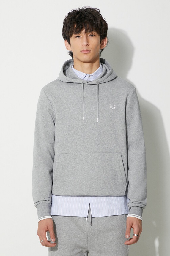 Fred Perry bluza bawełniana z kapturem szary M2643.R49