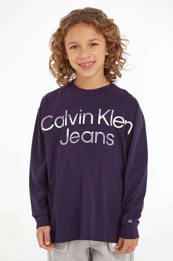 Calvin Klein Jeans longsleeve bawełniany dziecięcy pozostałe fioletowy IB0IB01702.9BYX