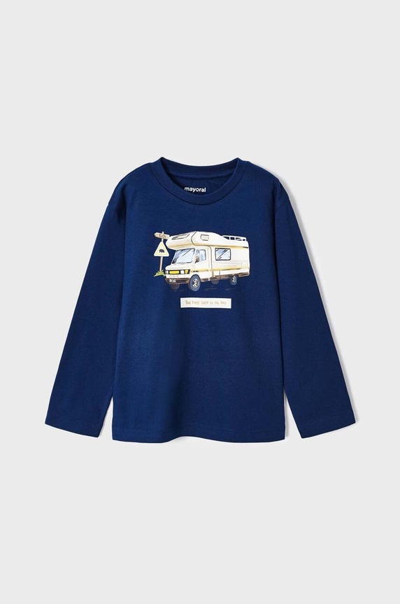 Mayoral longsleeve bawełniany dziecięcy nadruk granatowy 4023.5C.Mini.9BYX