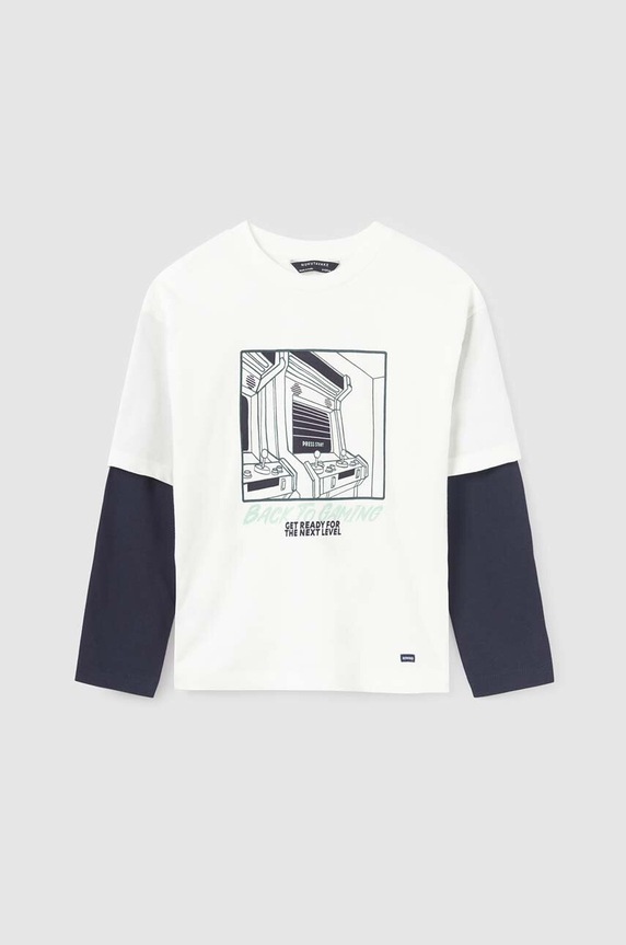Chłopiec Mayoral longsleeve bawełniany dziecięcy 7060.7B.Junior.9BYX beżowy