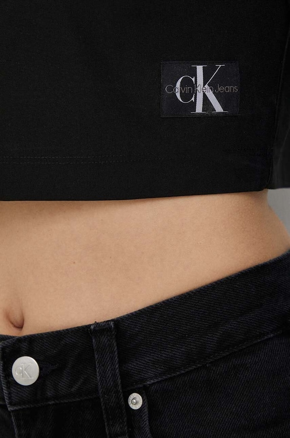 Tričko s dlouhým rukávem Calvin Klein Jeans J20J221312 černá