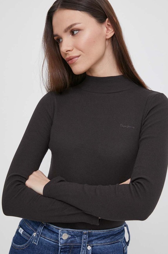 Блуза с дълги ръкави Pepe Jeans вталена черен PL505711.999