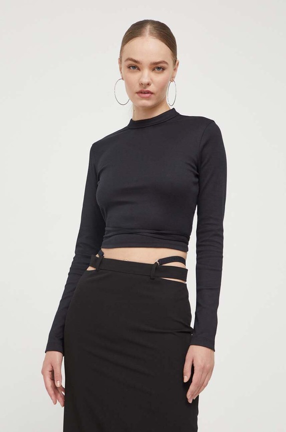 Odzież HUGO longsleeve bawełniany 50499217 czarny